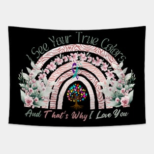 I See Your True Colors Support Rainbow Autism Awareness Tapestry