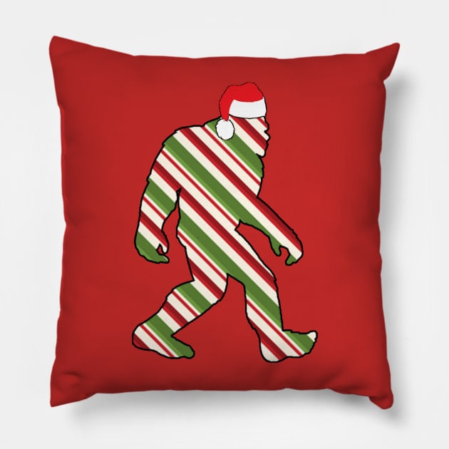 Christmas Bigfoot - Candy Stripe Pillow by  The best hard hat stickers 