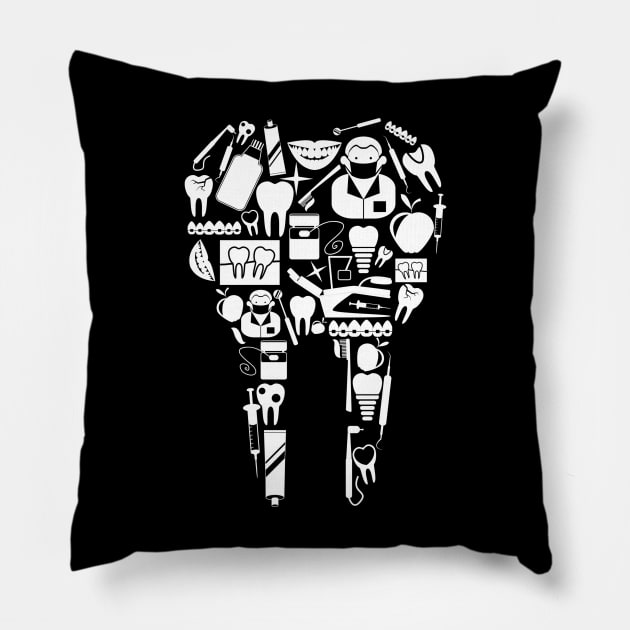 Dentist Big Molar Tooth Teeth Funny Dentist Dental Surgeon Pillow by andreperez87