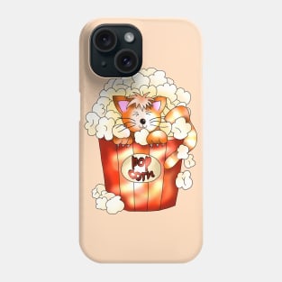 cute ginger cat in a popcorn pot on a plain background Phone Case