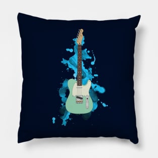 T-Style Electric Guitar Surf Green Color Pillow