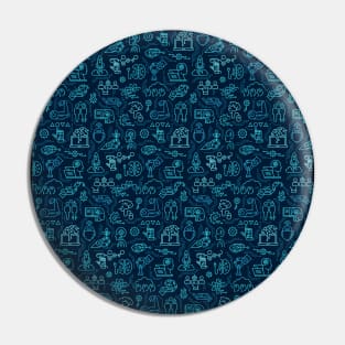 Abstract Shapes Blue Seamless Pattern Pin