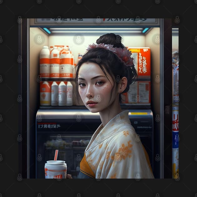 Japanese Girl in a Convenience Store by unrealartwork