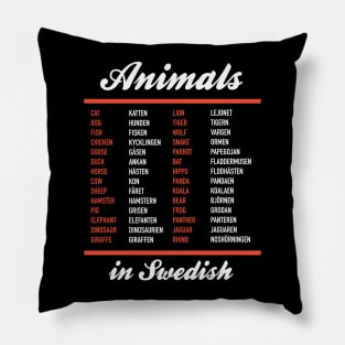 Animals In Swedish - Swedish Language Cheatsheet Pillow