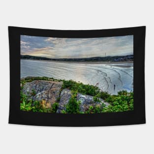 Sun rays over Good Harbor beach as seen from Salt Island Gloucester MA Tapestry