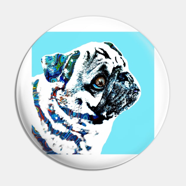 Pug Dog 166 blue Pin by artbylucie