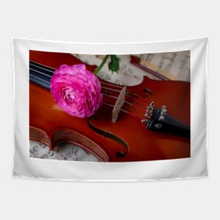 Pink Ranunculus On Fine Violin Tapestry