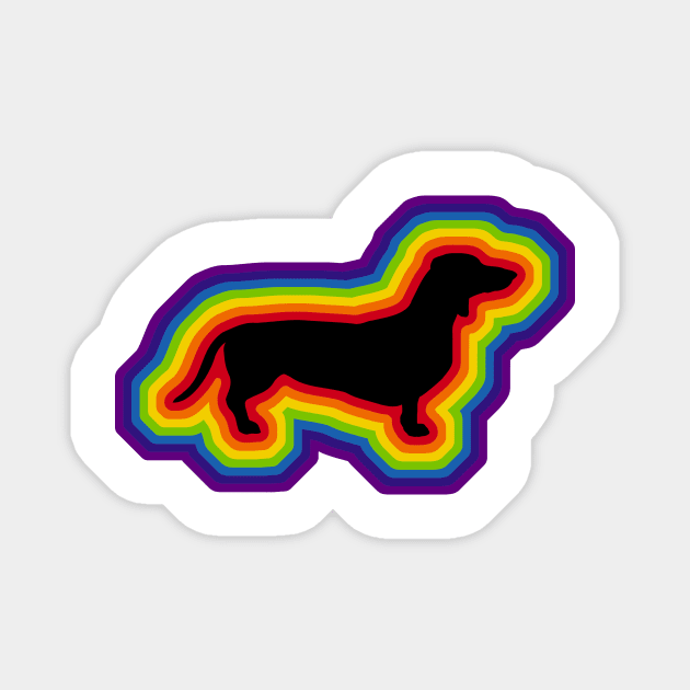 LGBTQ+ rainbow dachshund dog silhouette Magnet by Arteria6e9Vena