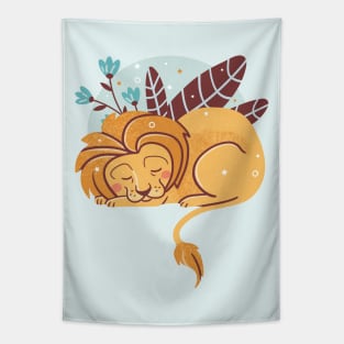 Sleepy Lion Tapestry