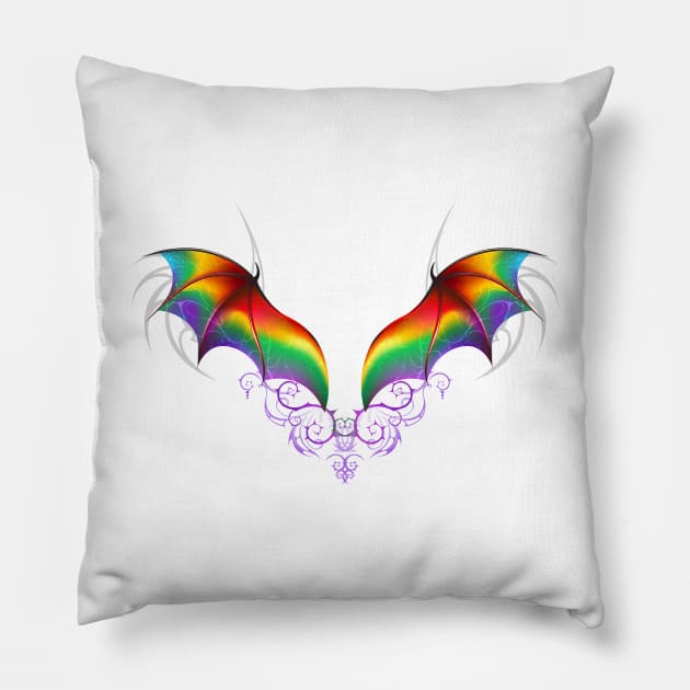 Wings of Rainbow Dragon Pillow by Blackmoon9