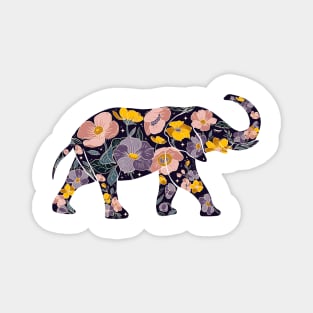 Floral Elephant Silhouette - Wild Purple Magnet