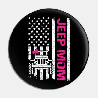 Jeep Mom American Flag Cute Jeep Ribbon Jeeps Lover Pin