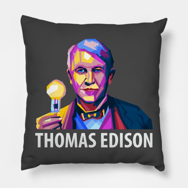 Thomas Edison Pillow by Shuriken