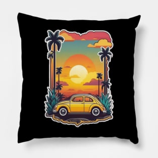 "Sunset Voyage: On the Road to Evening Bliss" Pillow