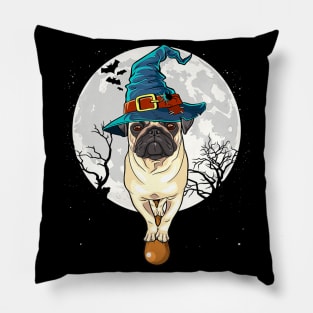 Halloween Pug Witch Funny Pugs Lover Gift Pillow