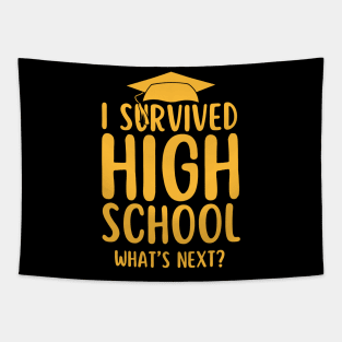 I Survived High School Graduation Funny Class of 2024 Graduate Student Gift Tapestry