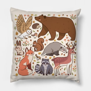 Cute woodland animals illustration Pillow