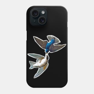 Two little birds flying free in the sky. Vintage colorful design. Phone Case