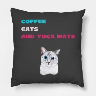 Coffee cats and yoga mats funny yoga and cat drawing Pillow