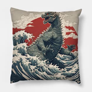 japanese style art godzilla Pillow