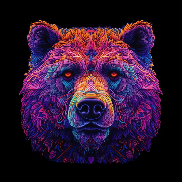 Neon Floral Bear by vamarik