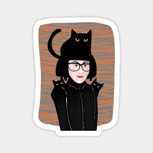 Black Cat Lady Magnet