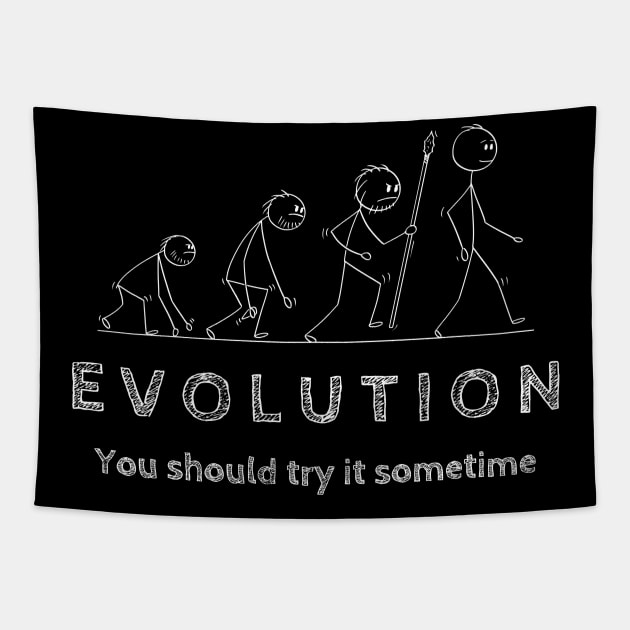 Evolution You Should Try It Sometime Tapestry by Kenny The Bartender's Tee Emporium