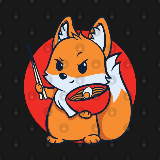 Fox Eating Ramen by Pixeldsigns