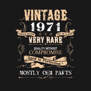 51 years old 51st birthday Decoration Vintage Perfection Aged 1971 T-Shirt