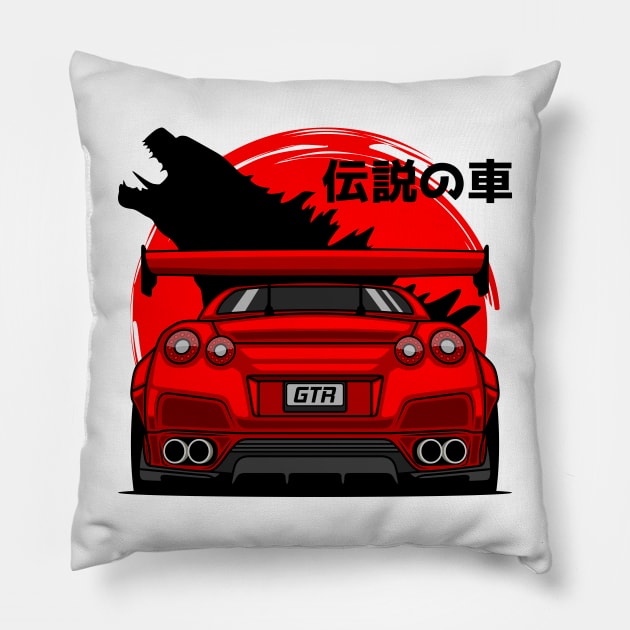 Red GTR R35 Rear Pillow by GoldenTuners