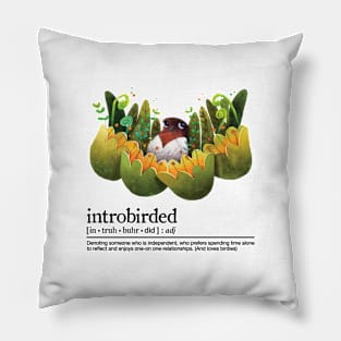 Hummingbird In Flowers In Black Font Pillow