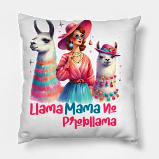 NO PROB-LLAMA! Retro Funny Llama Alpaca Graphic Pillow