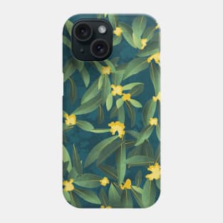 Loquat medlar flower in Autumn // pattern // dark background Phone Case