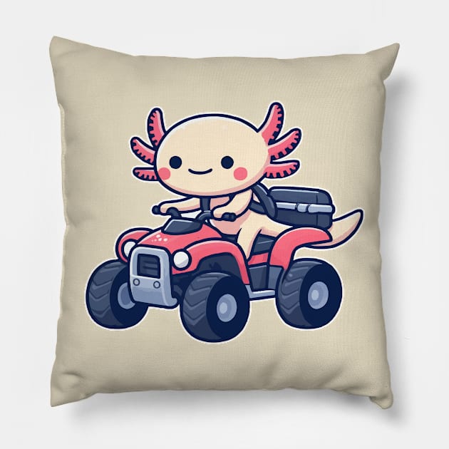 axolotl Funny on ATV Pillow by fikriamrullah