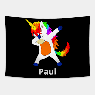 Paul First Name Personalized Dabbing Unicorn Tapestry