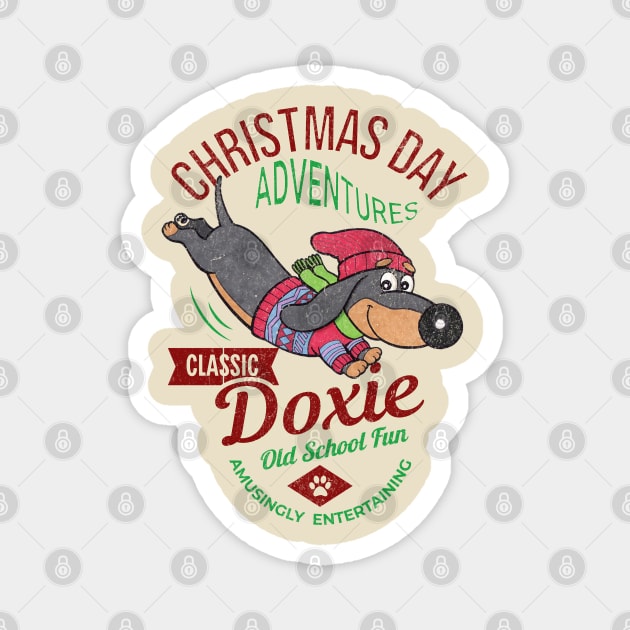 Funny Cute Doxie Dog with Classic Dachshund Christmas Magnet by Danny Gordon Art