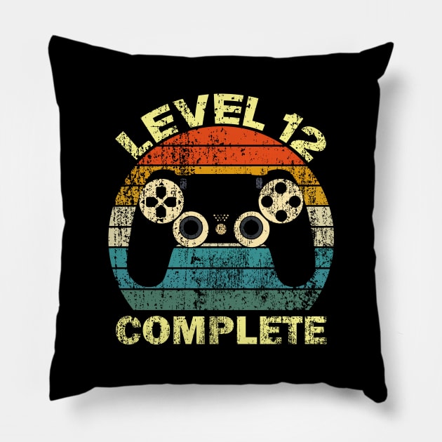 Level 12 Complete, 12th birthday gift, anniversary 12 Pillow by UranusArts