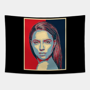 Portrait Beautiful Woman Clean Face Pop art Tapestry