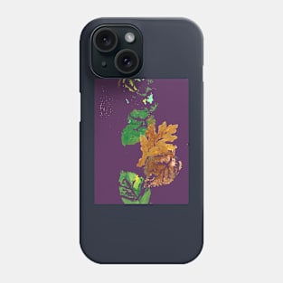 Four Autumn Leaves, plum purple background Phone Case