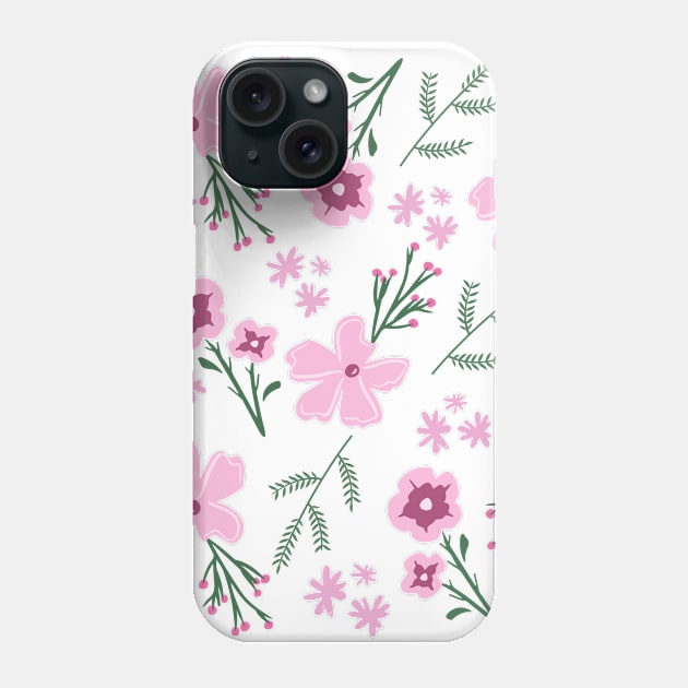 Pink wildflowers exotic flowers pattern Phone Case by CuTeGirL21