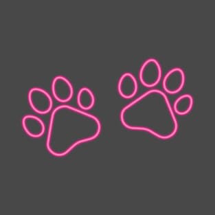 80s Retro Neon Sign Cat Paw T-Shirt