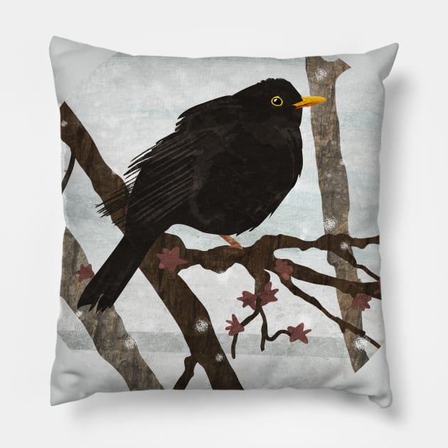 Blackbird Pillow by KatherineBlowerDesigns