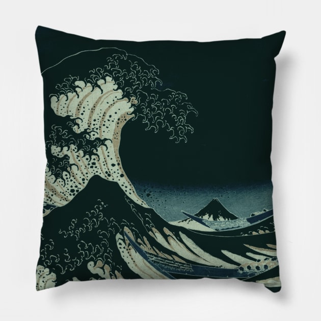 Hokusai Great Wave off Kanagawa at Night Pillow by Christine aka stine1