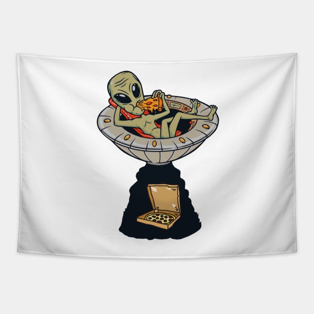 Pizza alien Tapestry by Rondeboy