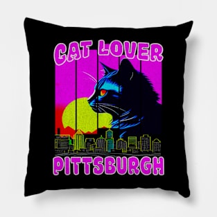 DISTRESSED Cat Lover PIttsburgh Pennsylvania Home Pride Pillow