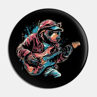 Bear playing electric guitar Pin