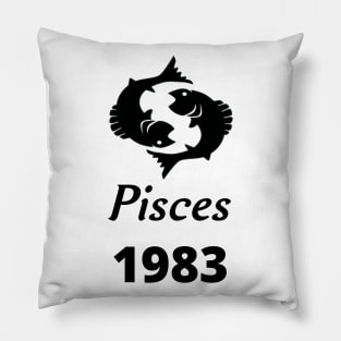 Black Zodiac Birthday Pisces 1983 Pillow