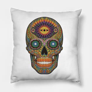 Psychedelic Skull Colourful Design Pillow