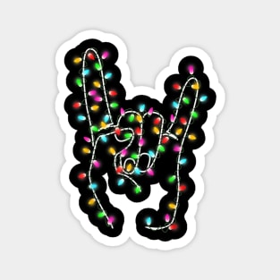 Rock on Hand - Christmas Lights - Pajamas Ugly Xmas Magnet