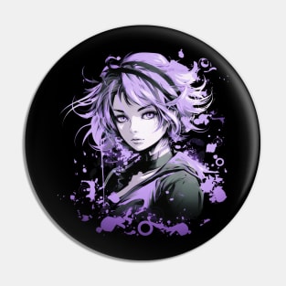 Anime Manga inspired Purple beautiful Girl Pin